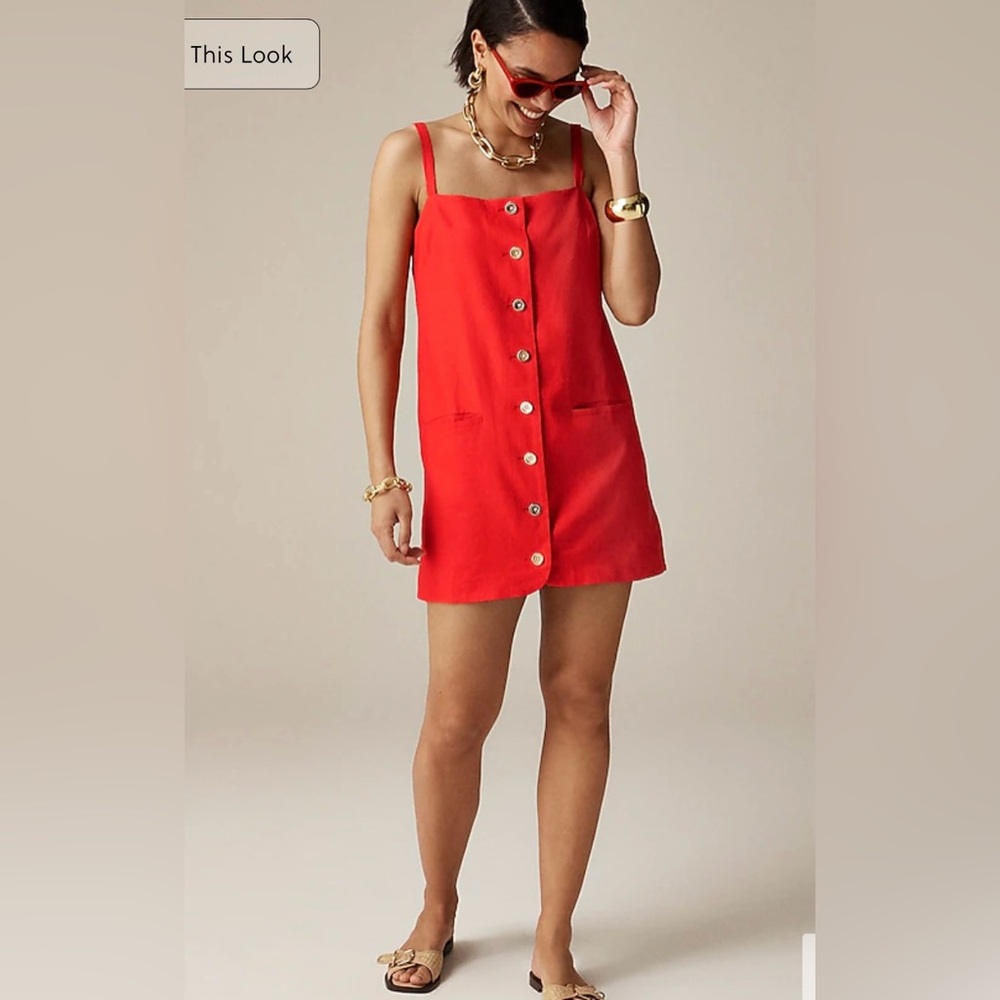 $168 NWT JCREW Claudia Linen Dress Vintage Red size M medium SOLD OUT*